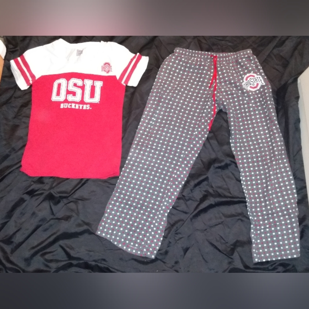 Women's Ohio State Scarlet And Gray Authentic Apparel PJs Top(M) & Pants(S)